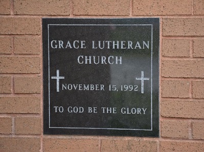 Grace Lutheran Church, Cole Harbour.
Dedication Plaque.